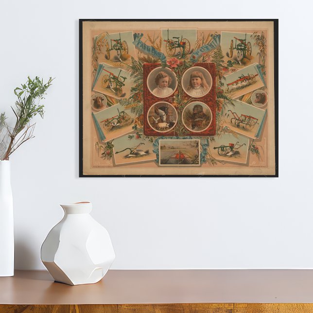 Poster Outils de soufflage agricole Ephemera (Créateur téléchargé)