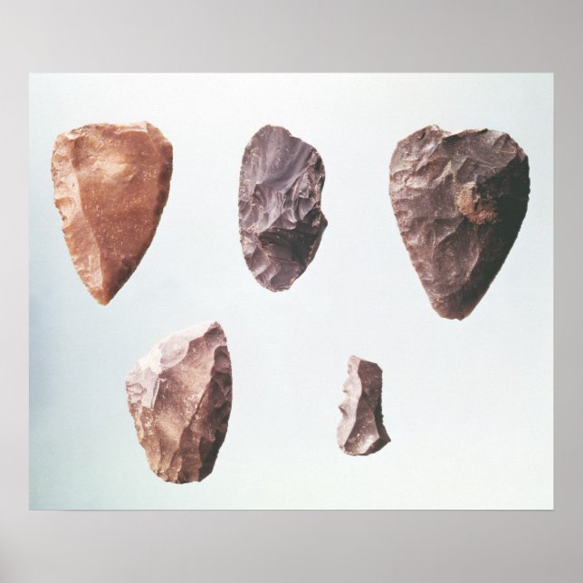 Poster Outils en pierre préhistorique, de la Grotte de (Devant)