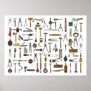 Poster Outils et ustensiles. Bon Vieux Jours.