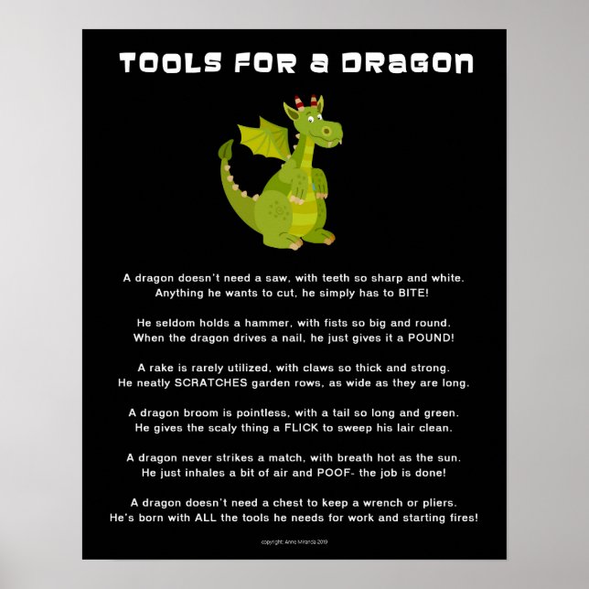 Poster Outils pour un Dragon Poème original Grand (Devant)