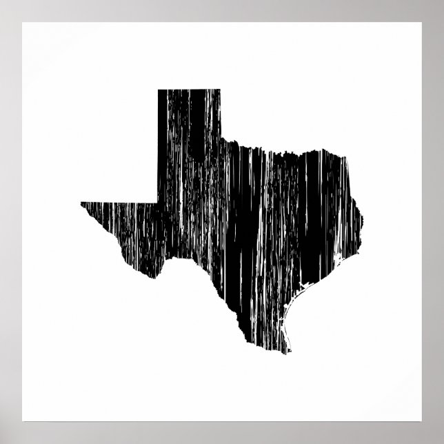 Poster Outline de l'État du Texas en détresse (Devant)