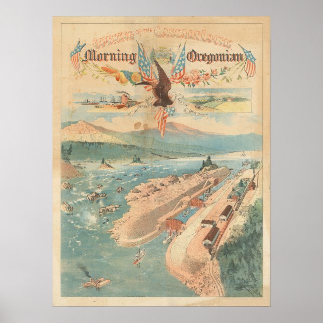 Poster Ouverture vintage de CascadeLocks (Devant)