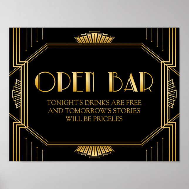 Poster Ouvrir le panneau Mariage de barre | Gatsby Art Dé (Devant)