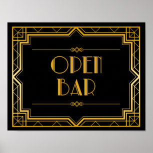 Poster Ouvrir le panneau Mariage de barre   Gatsby Art Dé