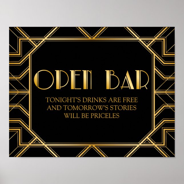 Poster Ouvrir le panneau Mariage de barre | Gatsby Art Dé (Devant)