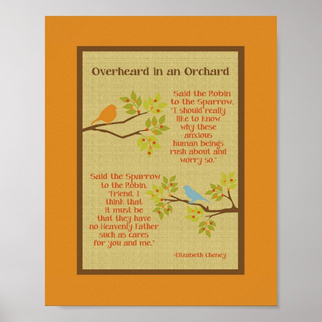 Poster "Overheard in an Orchard" (Robin & Sparrow) (Devant)