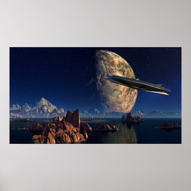 Poster OVNI - Monde Étranger -Paysage SciFi (Devant)