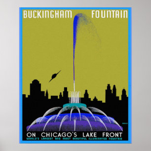 Poster OVNI sur Chicago - Fontaine de Buckingham