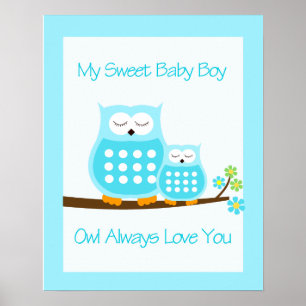 Poster OWL Always Love you (Blue)  WALL ART PRINT 16x20