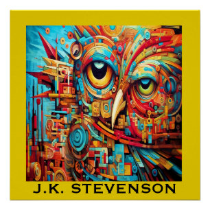 POSTER OWL ART COLORÉ