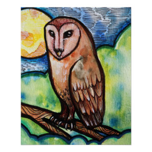Poster Owl Golden Moon