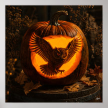 Owl Silhouette Rustic Pumpkin