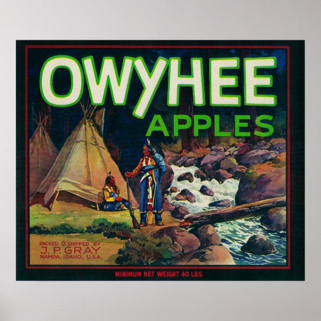 Poster Owyhee Apple Crate LabelNampa, ID (Devant)