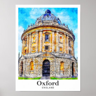 Poster Oxford Angleterre Voyage Aquarelle Croquis main