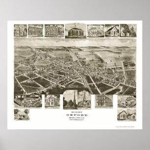 Poster Oxford, carte panoramique de PA - 1907