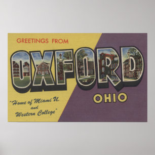 Poster Oxford, l'Ohio - Miami U et université occidentale