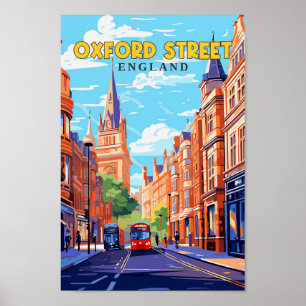 Poster Oxford Street England Travel Art Vintage