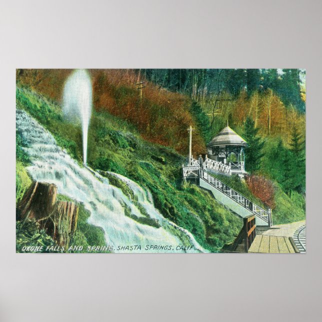 Poster Oxone Falls et Spring ViewShasta Springs, CA (Devant)