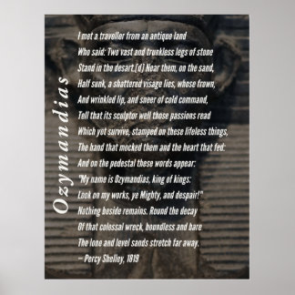 Poster Ozymandias Poem by Percy Shelley 1819