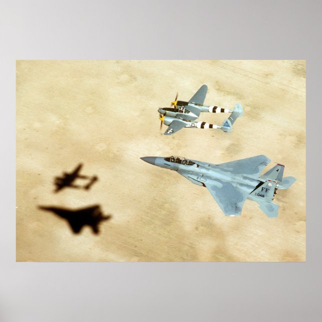 Poster P-38 Éclair et aigle F-15 (Devant)
