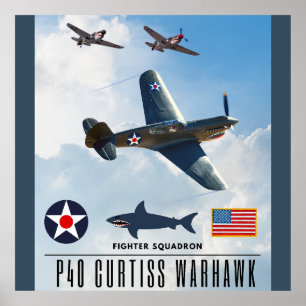 POSTER P-40 CURTISS WARHAWK SQUADRON