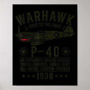 Poster P-40 Warhawk Avion De Chasse De La Seconde Guerre