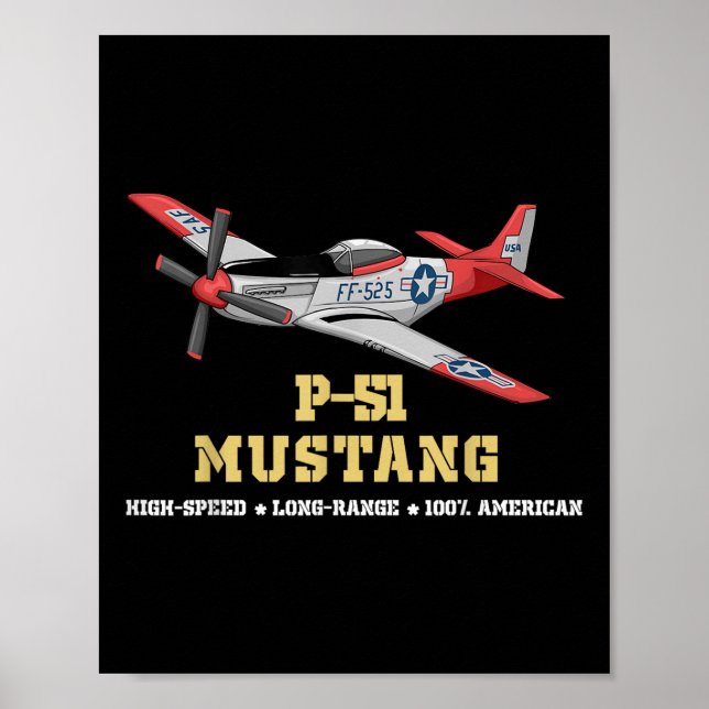 Poster P-51 Mustang Bombe De Combat De La Seconde Guerre  (Devant)