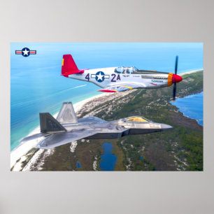 Poster P-51B MUSTANG et F-22A RAPTOR