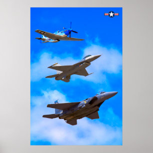 Poster P-51D, F-16C et F-15E