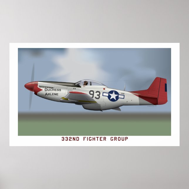 Poster P-51D Mustang des aviateurs de Tuskegee (332e FG) (Devant)