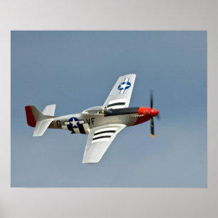 Poster P-51D Mustang Fighter avec marquage D-Day volant