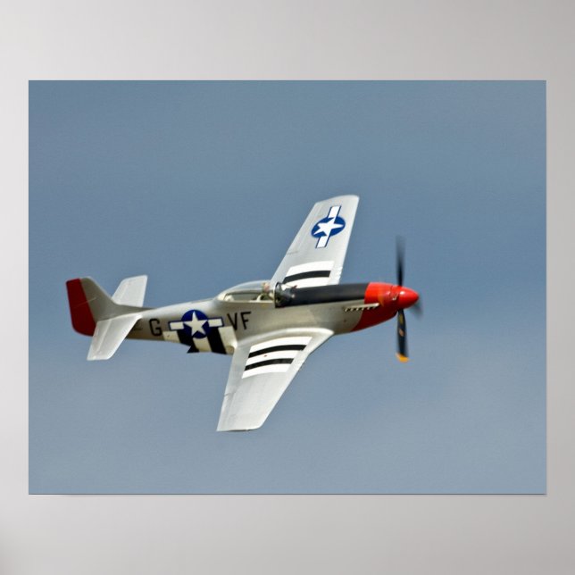 Poster P-51D Mustang Fighter avec marquage D-Day volant (Devant)