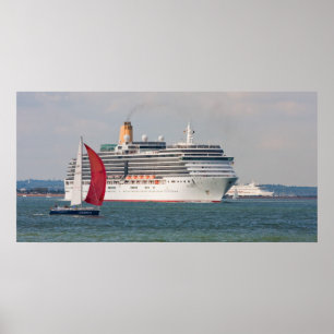 Poster P&O bateau de croisière Arcadia quittant l'Anglete