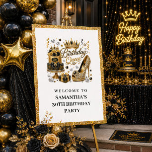 Poster P Tendance Bienvenue Reine Anniversaire Paillettes