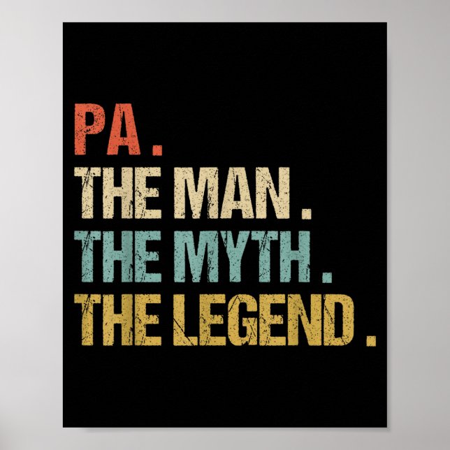 Poster Pa The Man Myth Legend Shirt Funny Father Dad Chri (Devant)