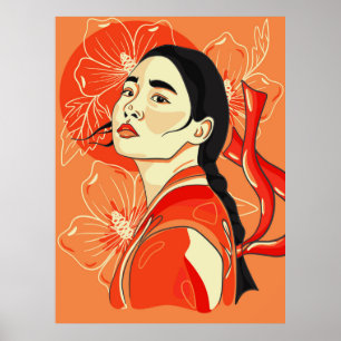 Poster Pachinko. Portrait d'une Coréenne. Symbole de libe