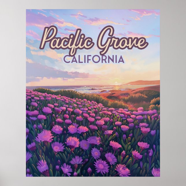 Poster Pacific Grove California Monterey Magique Purple (Devant)