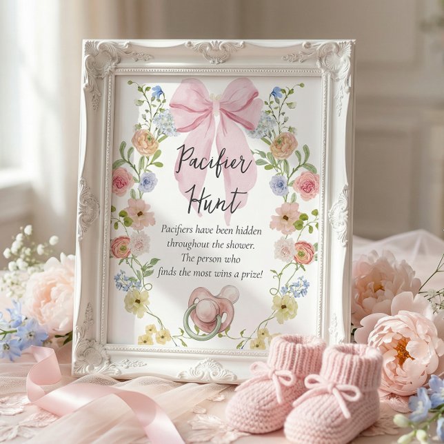 Poster Pacifier Hunt Baby Shower Game Sign (Créateur téléchargé)