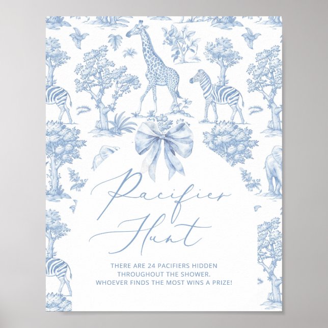 Poster Pacifier Hunt Toile de Jouy Safari animals (Devant)