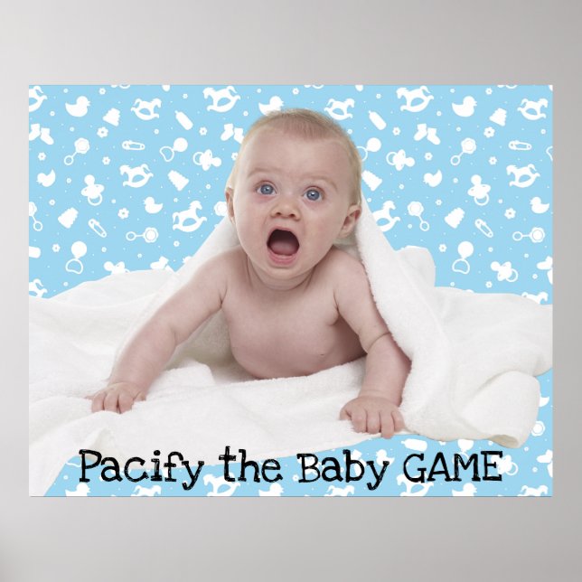 Poster Pacifier le bébé | Jeu de Baby shower hilarant (Devant)