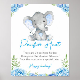 Poster Pacifique Chasse Blue Boy Elephant Baby shower Ara
