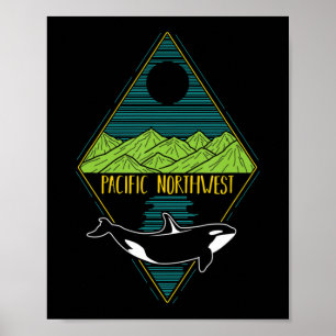 Poster Pacifique Nord-Ouest Orca Whaler Tree Mountain Oce