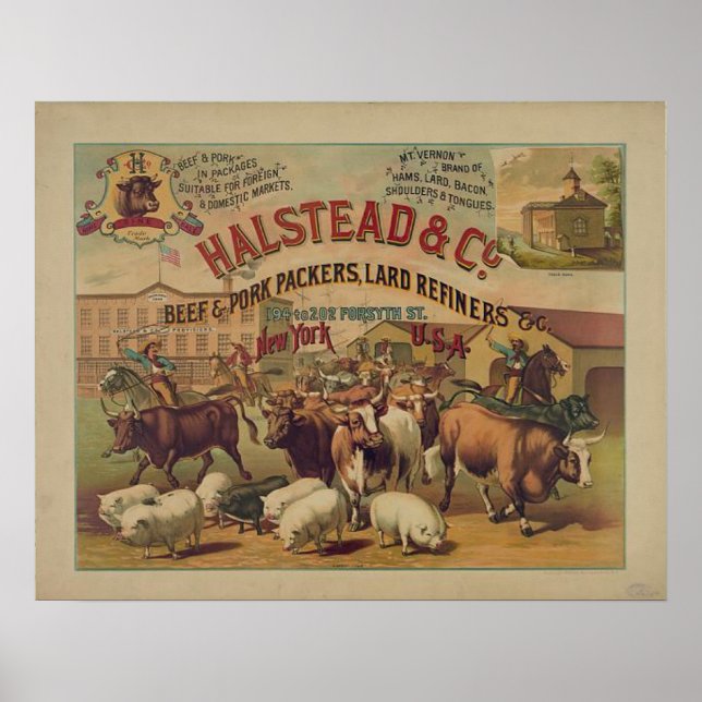 Poster Packages vintages de viande (Devant)
