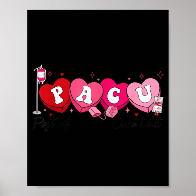 Poster Pacu Nurse Valentine's Day St Anesthesia Care Unit (Devant)