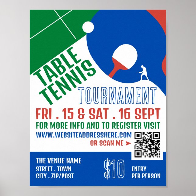 Poster Paddle Design, Tennis de Table Tournoi Publicité (Devant)