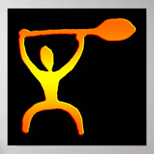 Poster Paddle Man Hawaiian Petroglyph Imprimer