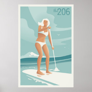 Poster Paddleboard Lake Washington