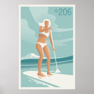 Poster Paddleboard Lake Washington