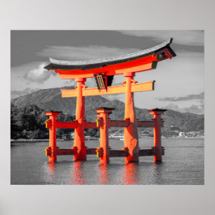 Poster Padoga noir blanc photo Japon