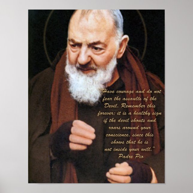 Poster Padre Pio sur le diable. (Devant)